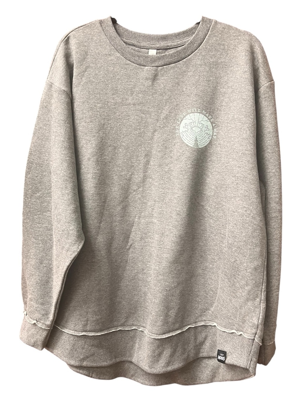 Live And Tell Moses Women’s Gray Crewneck Sweatshirt with Chest Emblem 2XL